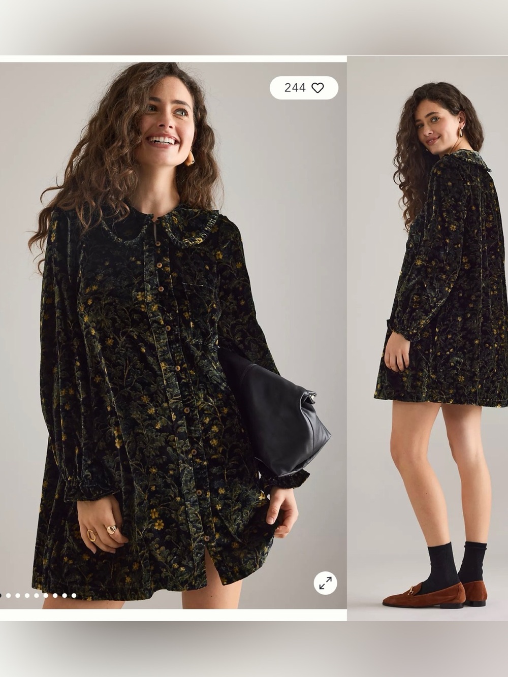 Like New Anthropologie Pilcro Keira Long Sleeve Velvet Mini Dress S